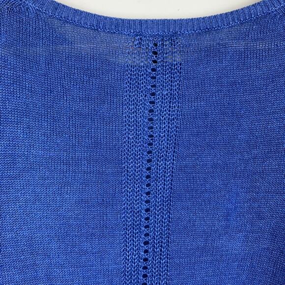 Talbots Womens Blue 3/4 Sleeve Linen Sweater Size Large Petite Casual Office - Picture 7 of 11